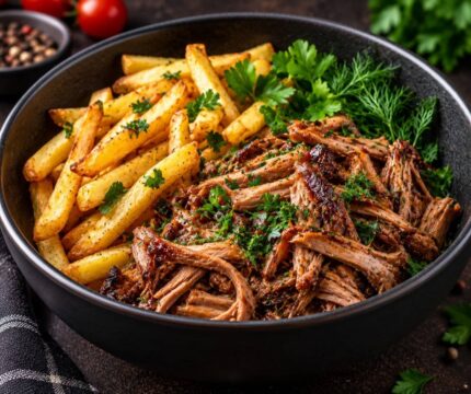 Рваная свинина с картошкой и зеленью